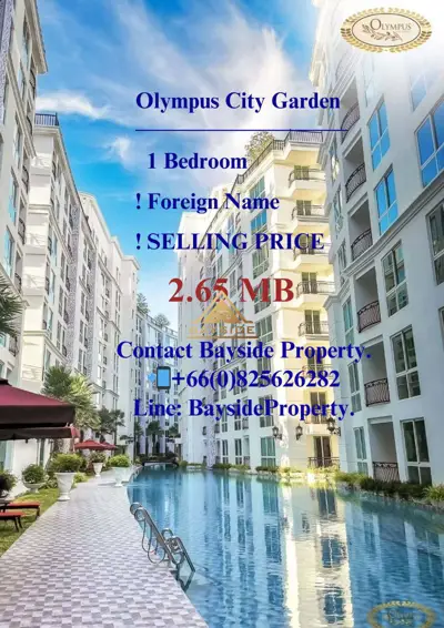 Olympus City Garden 1 Bed 1 Bath for SALE - Condominium - Pattaya South - 